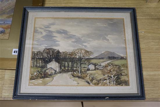 Sir Charles John Holmes (1869-1936), ink and watercolour, Wearisome and another watercolour by George Trevor,